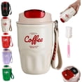 thumbnail image 1 of Coffee Vacuum Flask – Portable Stainless Steel Insulated Travel Mug, 12oz Temperature Display Mug, Stainless Steel Insulated Water Bottle With Lid And Handle Strap, Water Bottle Leak (White), 1 of 10