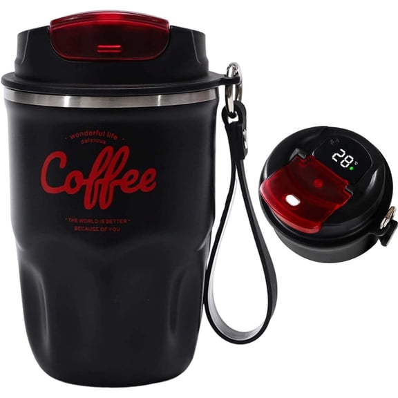 Coffee Vacuum Flask, with Lid & Handle, Stainless Steel Insulated , Travel Coffee Mug for Hot and Cold Drinks, Office Outdoor Camping