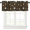 thumbnail image 1 of Coffee Valance Curtains Cartoon Square Sugar Cups Beans Spoons Black Brown White Window Treatments for Bedroom Kitchen Living Room Office 54x18inch, 1 of 6