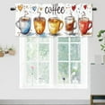 thumbnail image 1 of Coffee Valance Rod Pocket Window Curtain for Kitchen Coffee Theme Tea Cup Love Heart Window Treatment Valance Curtains for Bathroom 54 by 18 in, 1 Panel, 1 of 6