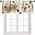 thumbnail image 1 of Coffee Vanlance Curtains,Retro Rustic Farmhouse Cafe Theme Latte Tea Cup Kitchen Window Treatment Drapes,Vintage Brown Coffee Vanlance for Kitchen Bedroom Living Room 1 Piece,54x18 Inch, 1 of 4