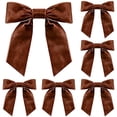 thumbnail image 1 of Coffee Velvet Bows 5 Pack, 4.92 x 4.33 Inch Rustic Christmas Ribbon Bows for Farmhouse Gift Wrapping, Wreath Decorations, Mantels, Trees, Wedding Decor & Thanksgiving Displays, 1 of 2