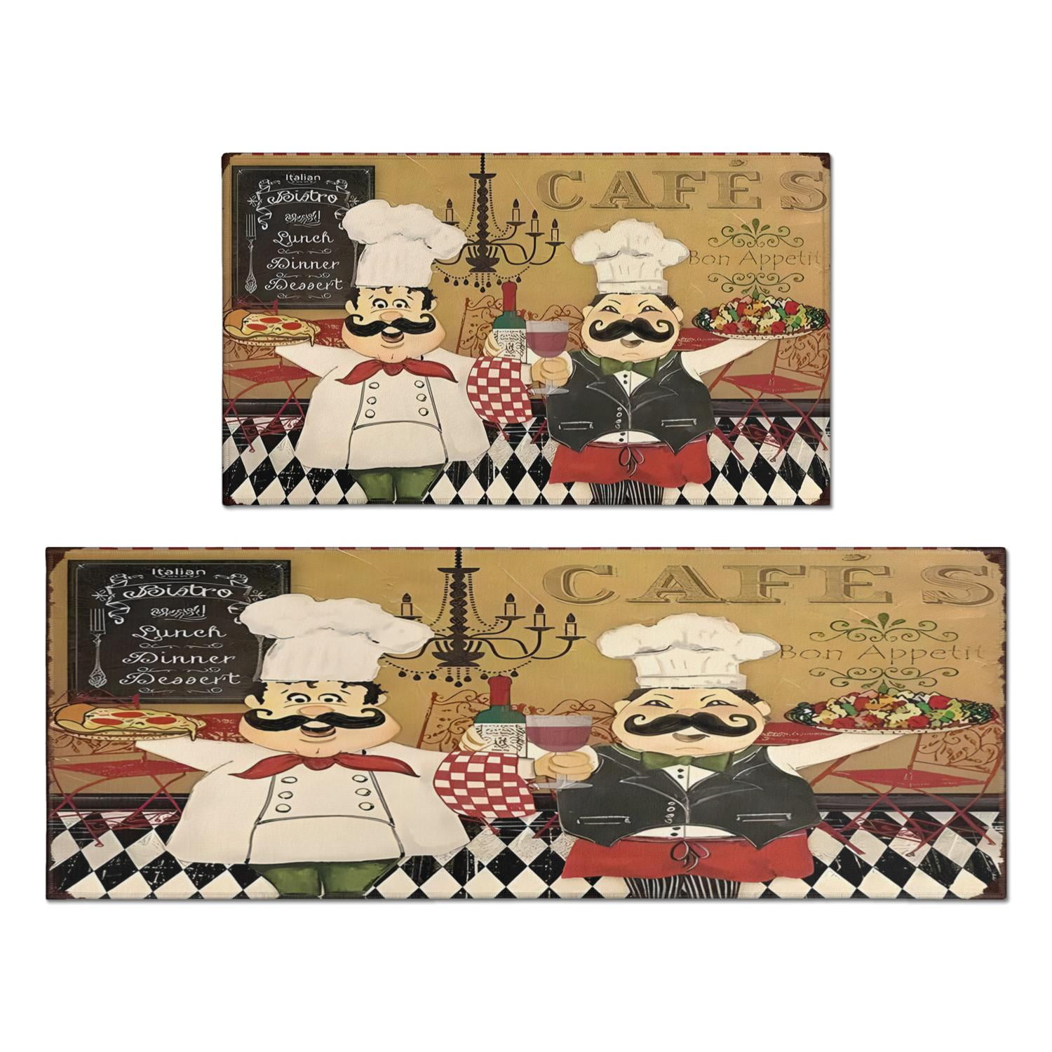 Coffee Vintage Chef Kitchen Pattern Kitchen Rug Set Of 2,Kitchen Rugs ...