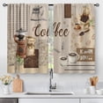 thumbnail image 1 of Coffee Vintage Kitchen Curtains - Restaurant Cafe Beans Theme Rustic Short Farmhouse Tier Curtains Decor for Living Room Rod Pocket Window Drapes 36 Inch Length 2 Panels Set 28"x36", 1 of 5
