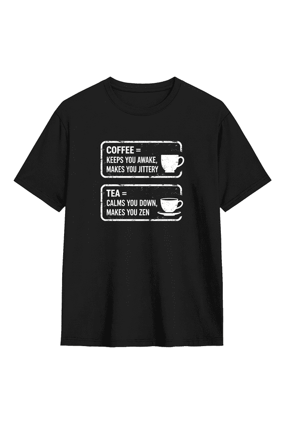 Coffee Vs Tea Effects Chart Cool Graphic Tee For Men And Women, Fun Casual Cotton Short Sleeves T-Shirt