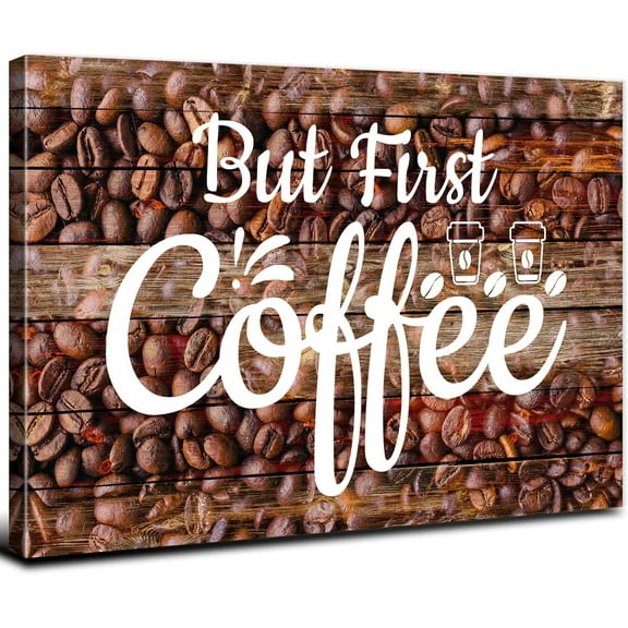 Coffee Wall Art Kitchen Decor Coffee Signs for Coffee Station Wall Decor Rustic Cafe Bar Canvas Prints Poster Vintage Farmhouse Family Artwork for Dining Room Restaurant Home Decorations 12x16