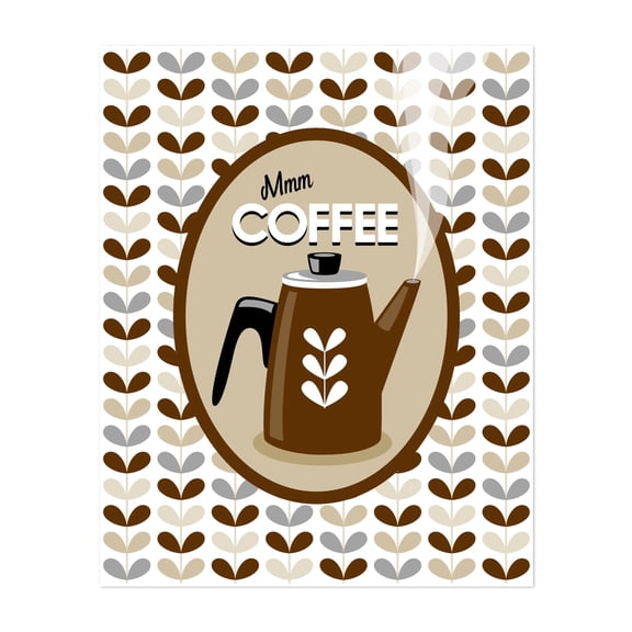 Coffee Wall Art // Mmm Coffee Quote // Typography // Chocolate Brown, Khaki Brown, Gray,  White // Kitchen Decor - Digital Art Coffee Kitchen Decor Retro Café Unframed Wall Art Print 6 x 8 inches