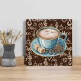 thumbnail image 1 of Coffee Wall Art Painting on Canvas, Brown Teal Pastoral Vintage Art Canvas Art Home Prints Wall Art Framed Modern Artwork for Living Room Bedroom Wall Decor 8x8in, 1 of 9