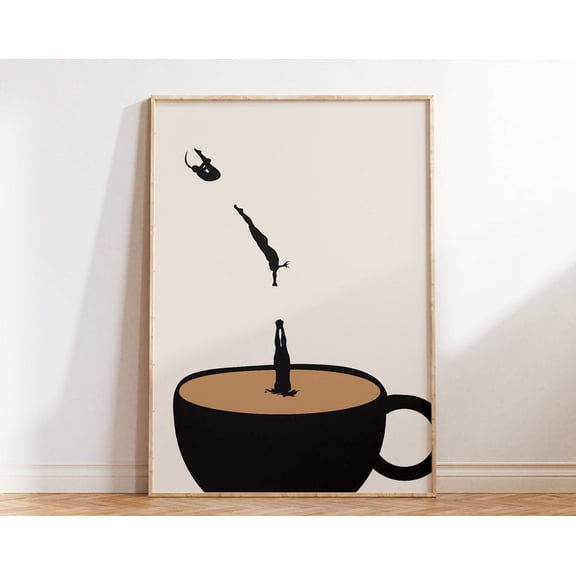 Coffee Wall Art Print, Retro Coffee Poster Kitchen Print, Modern Minimalist Art, Coffee Lover Gift Wall Art, Modern Wall Decor, 8x12 UNFRAMED