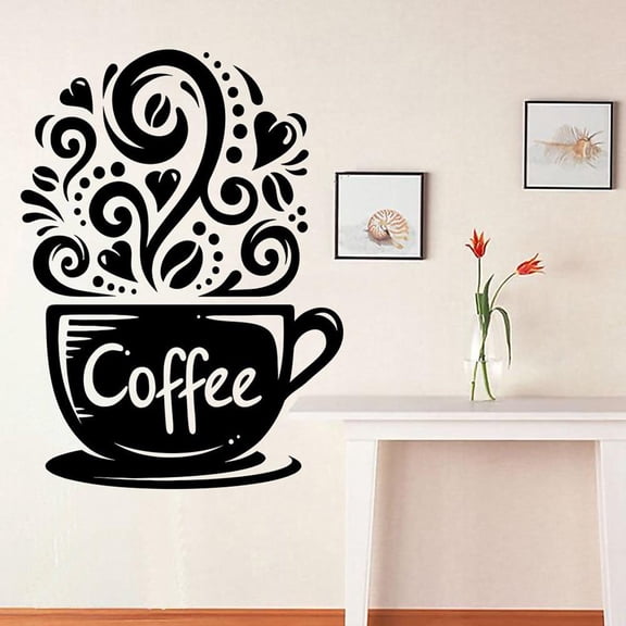 Coffee Wall Decal Kitchen Decor Wall Sticker Cafe Wall Decor Vinyl Decal Removable Mural 42x31cm