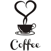 Coffee Wall Decal, Removable Heart Steam Cup Art, Minimalist Self-Adhesive Vinyl Sticker for Kitchen, Cafe, Home Decor BlackDSF