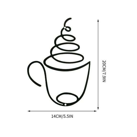 Coffee Wall Decor Wrought Iron Coffee Shop Sign with Hooks Rust-Resistant Home Decor for Kitchen Living Room or Cafe 1 Piece