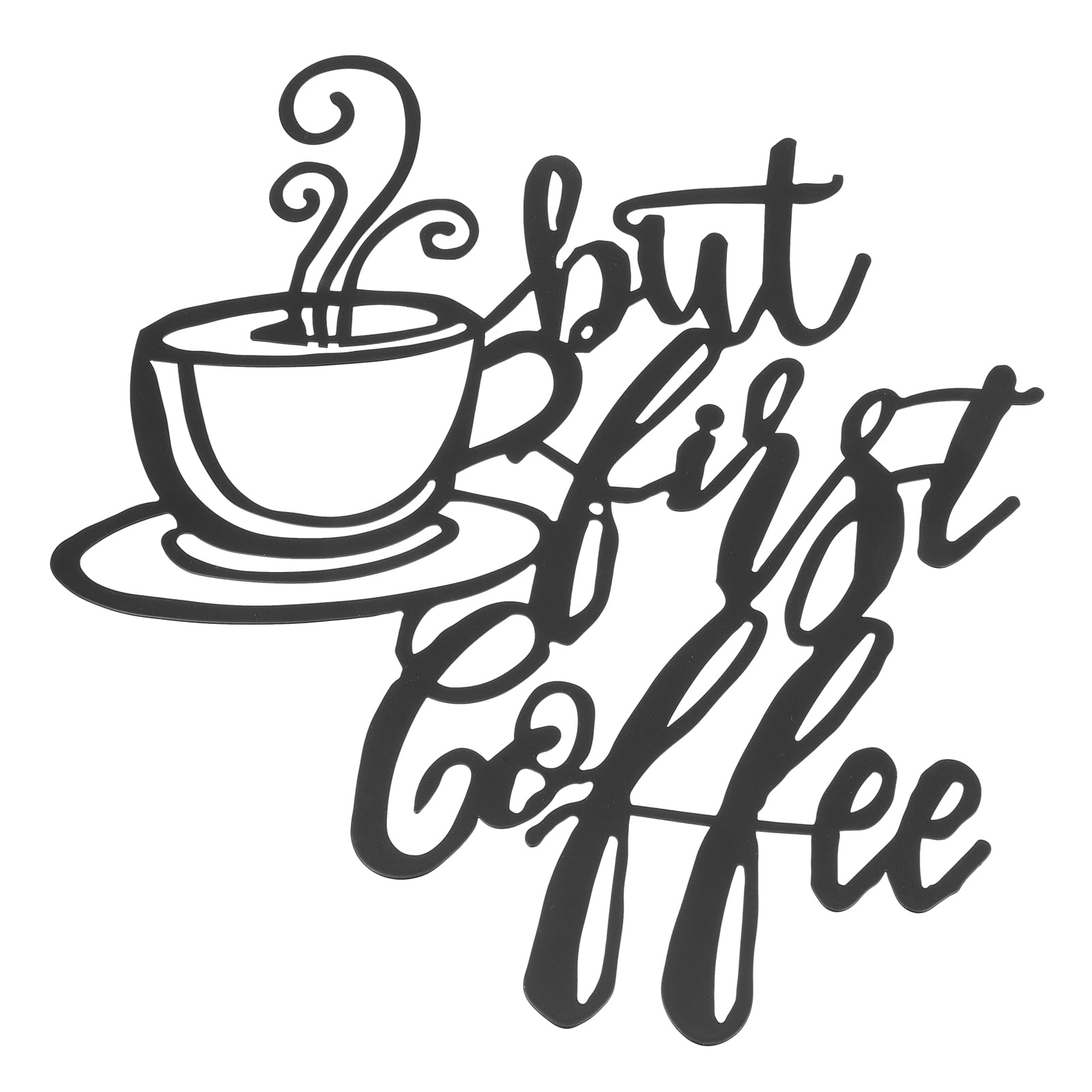 Coffee Wall Sign Decor Bar Metal Art Silhouette Cup Iron Hanging