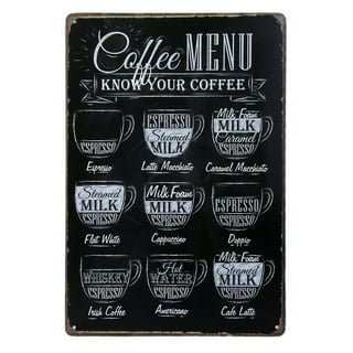 Coffee and Tea Bar Wall Art Sign Decor Retro Canvas Print Poster Decorative  Sign Open 24 Hours Coffee Bar Accessories Ready for Hang Decor Cafe Pub