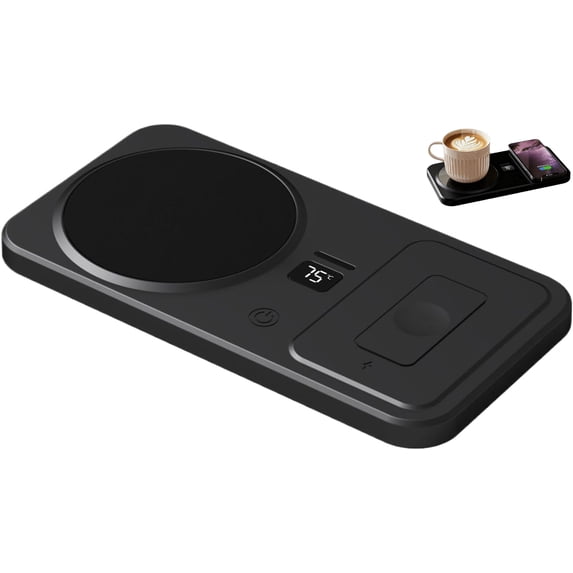 Coffee Warming Pad - Smart Mug Heater, Wireless Charging Base, 3-Gear Temperature Control | Electric Drink Warmer for Desk Bedside Office Kitchen Home Travel Tea Water Milk Hot Beverages