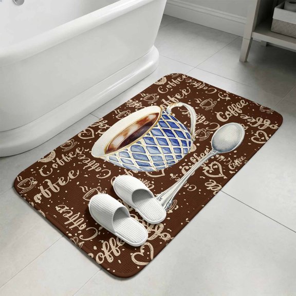 Coffee Washable Area Rugs for Living Room Bedroom, Large Non Slip Indoor Floor Carpet Absorbent Low Pile Pastoral Vintage Art Door Mat Rugs for Bathroom Entryway 47.2"x63"