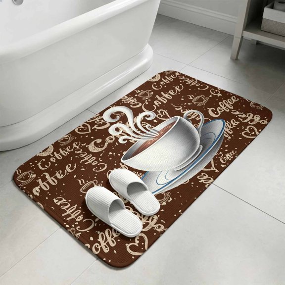 Coffee Washable Area Rugs for Living Room Bedroom, Large Non Slip Indoor Floor Carpet Absorbent Low Pile Vintage Art Farmhouse Door Mat Rugs for Bathroom Entryway 47.2"x63"