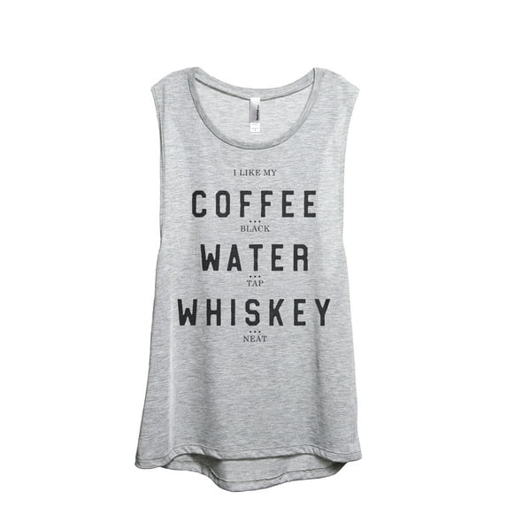 Coffee Water Whiskey Neat Women's Fashion Sleeveless Muscle Workout Yoga Tank Top Sport Grey Medium