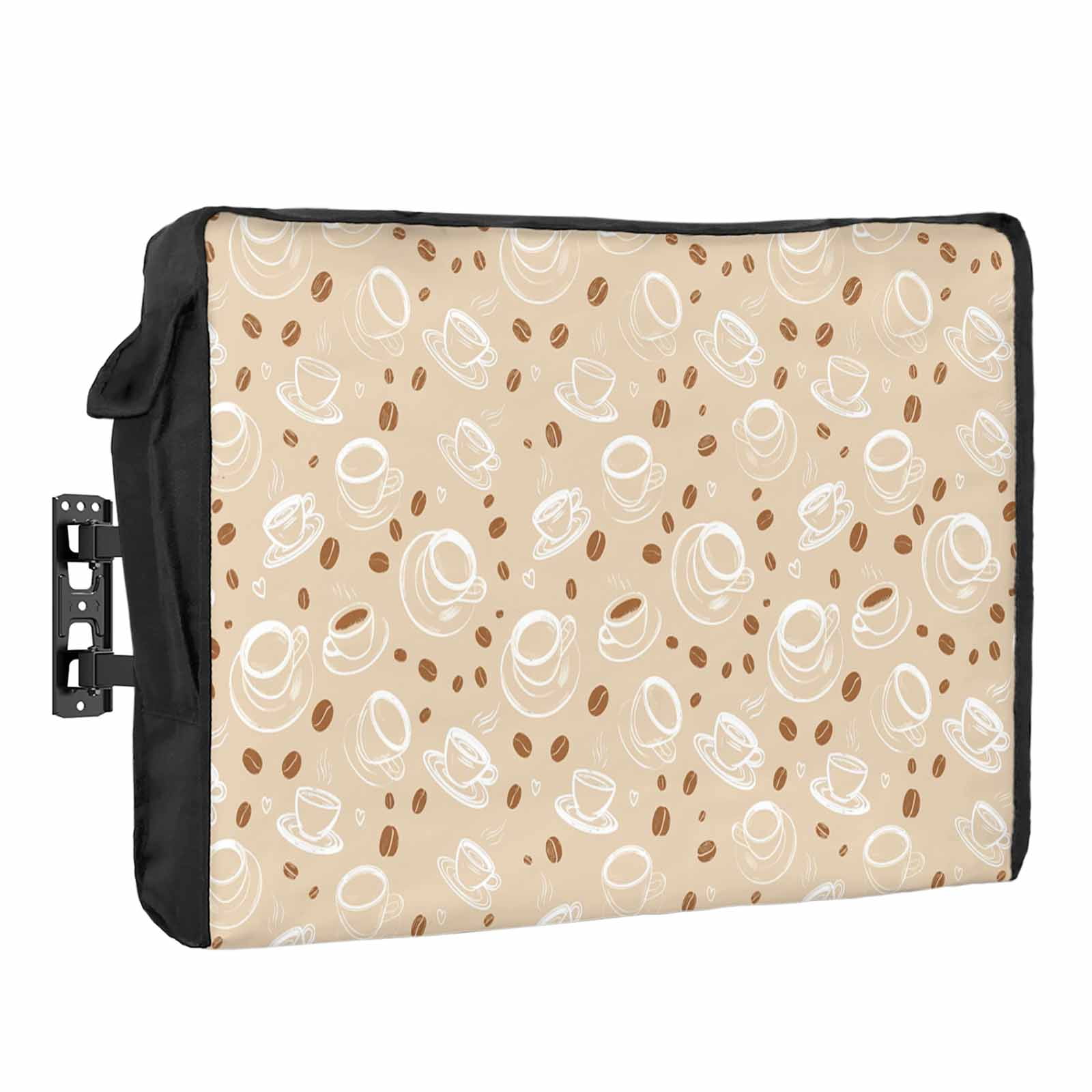 Coffee Waterproof Outdoor TV Cover, Vintage White Lines Coffee Beans ...