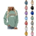 thumbnail image 1 of Coffee Weather Sweatshirts for Women 2025 Fall Winter Long Sleeve Crewneck Cute Coffee Sweatshirt Pullover Tops, 1 of 5