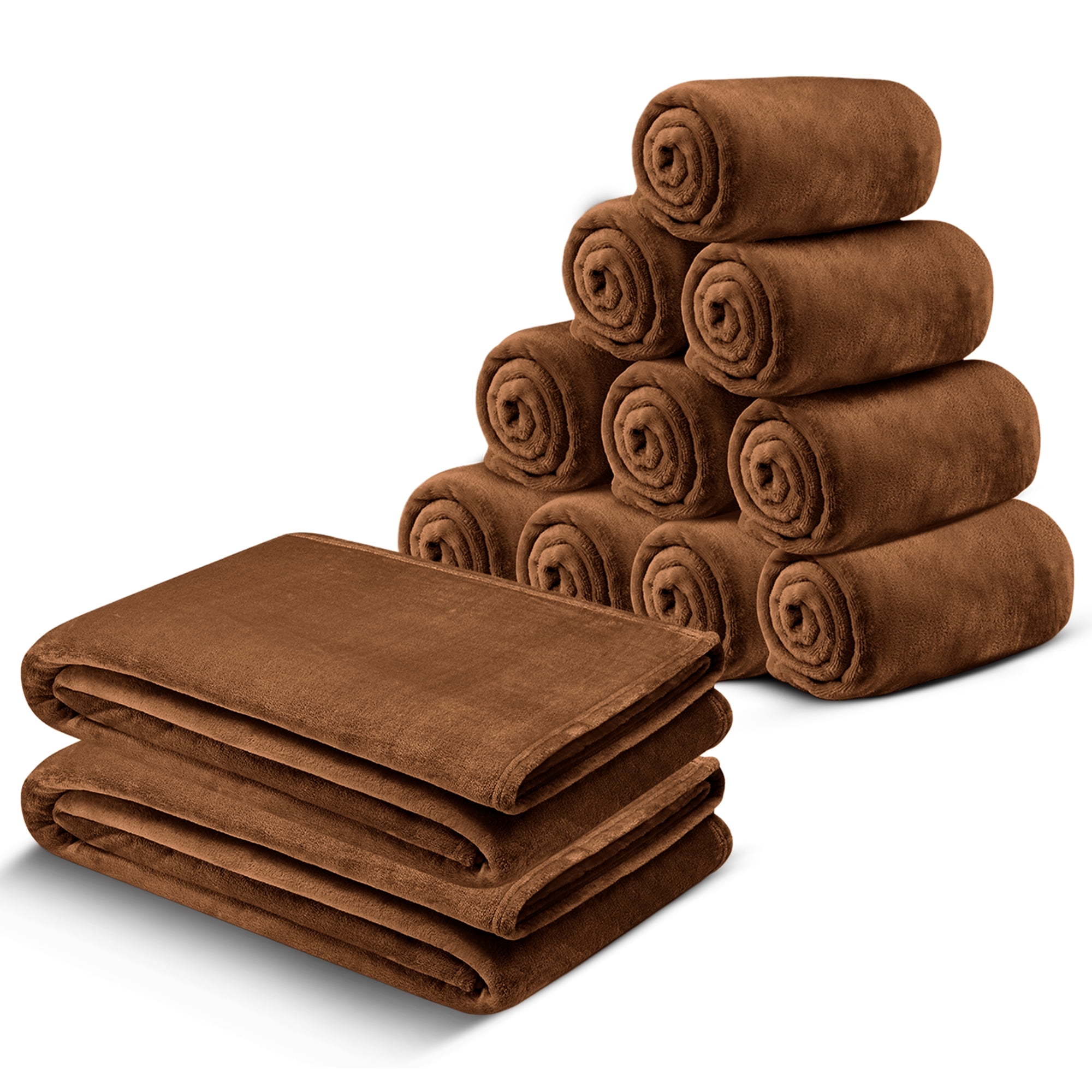 Moonlight20015 Wholesale Fleece Twin Blankets 12-Packs All-Season Soft Plush Throw for Charity, Shelter, & Home Washable, Lightweight & Cozy Coffee (60"x80")