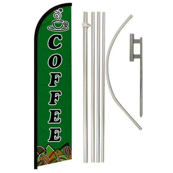 Coffee Windless Banner Flag & Pole Kit