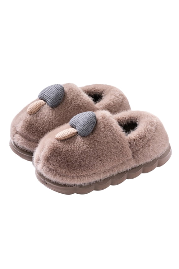 Coffee Women Everyday All-Match Thick Platform Enclosed Footwear Autumn Winter Cozy Indoor Plush Sandals For Home Use