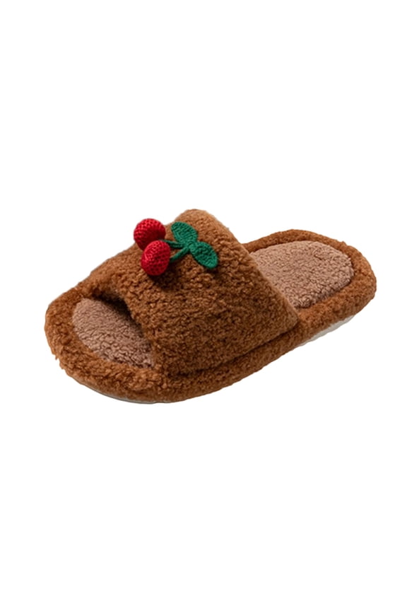 Coffee Women Indoor Slippers Contrast Detail Velvet Lined For Home Activities Comfortable Fit