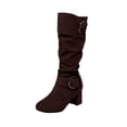 thumbnail image 1 of Coffee Women Long Boots With Belt Buckle Detail Side Zipper For Daily Use Comfortable Heel Durable Build, 1 of 8