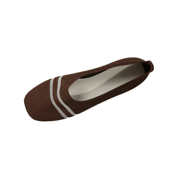 Coffee Women Shallow Mouth Slip On Shoes Hollow Fly Knit Coffee For Summer And Fall Outfits