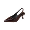 thumbnail image 1 of Coffee Women Trendy Formal Versatile Extended Sizes Single Shade Sharp Toe Closed Toe Single Strap High Heel Backless Dress Sandals, 1 of 9