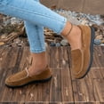 thumbnail image 1 of Coffee Womens Flat Shoes Moccasin Style Decorative Stitching Fleece Lined Solid Color Slip On Versatile Everyday Light Office Wear Size 37, 1 of 5