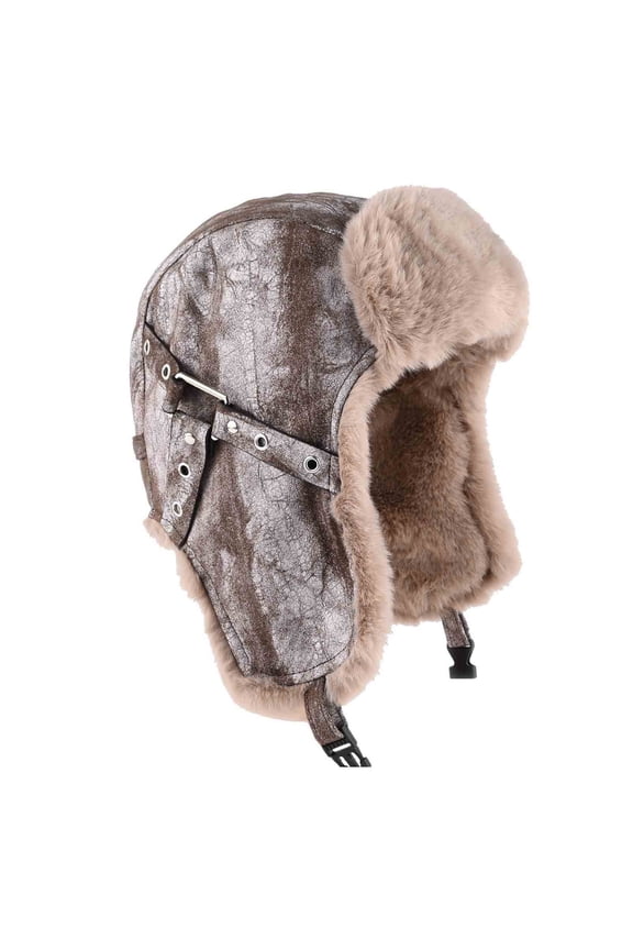 Coffee Womens Solid Post Apocalyptic Faux Snap Button Hat For Outdoor Cycling Windproof Ear Protection Thickened Winter Baseball Cap