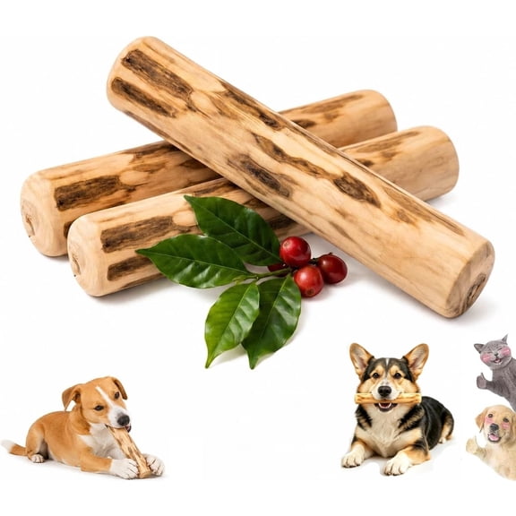 Coffee Wood Chews for Dogs,3 Pack,Natural Coffee Wood,Safe & Natural Wood Dog Chews for Dogs Dental Care,Reduce Stress Small Puppy Medium Large Dogs