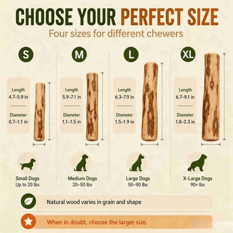 Coffee Wood Dog Chew Toy Natural Chewing Stick Teeth Cleaning Long Lasting Aggressive Chewers for Small Medium Large Dogs Indoor Outdoor Pet Supplies(S)