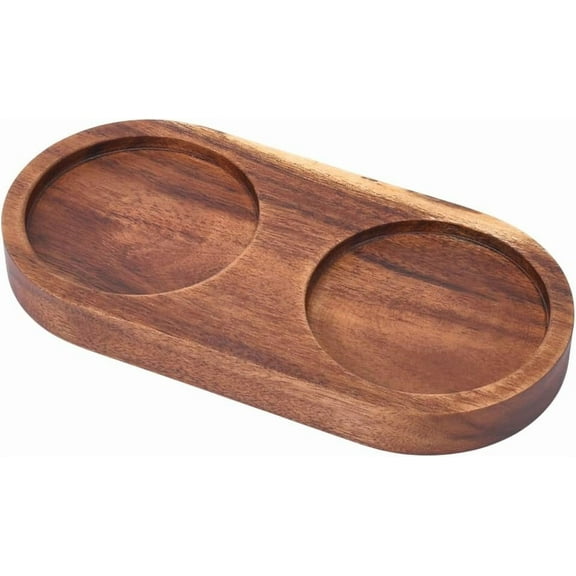 Coffee Wood Salt and Pepper Mill Tray Double Wooden Pepper Mills Rest Shakers Salt Grinder Holder 2.2 Inch Inner Dia Tray for 2 Shakers Accessories Kitchen Storage Holder Home Crafts