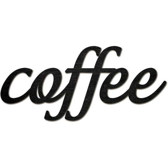 Coffee Word Cutout Sign Laser Cut Wood Letter Sign Wall Decor Unfinished Wooden Signs Wall Art Basswood Hanging Sculpture Decor for Crafts Farmhouse Kitchen Cafe Bar Black 11.9x5.3Inch Mixed Color