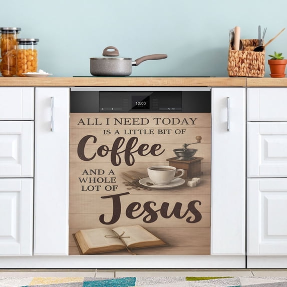 Coffee and Books Dishwasher Magnet Cover Reuseable Refrigerator Magnet Cover Decal Kitchen Fridge Microwave Stickers Hoilday Party Decor 23 x 26 inch