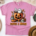 thumbnail image 1 of Coffee and Books Shirt – Halloween Ghost Pumpkin Mug Tee, Azalea, Size L, 1 of 6