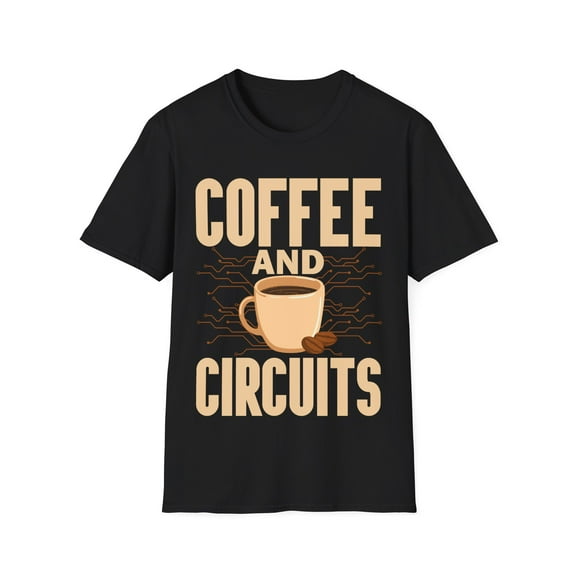 Coffee and Circuits Engineer Math Novelty Graphic Caffeine Unisex T-Shirt