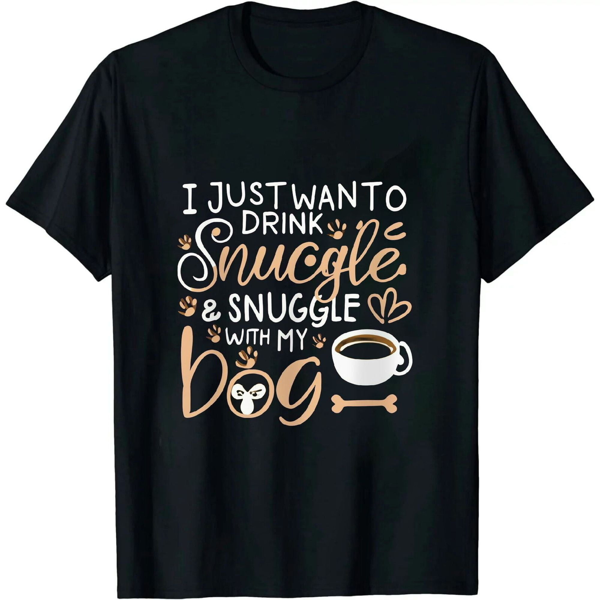 Coffee and Dog Mom Tee: Funny T-Shirt for Women Who Love to Cuddle with ...