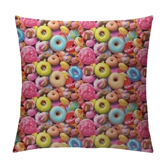 Coffee and Donuts Print Novelty Throw Pillow Covers" Fun Cushion Cover Living Room Outdoor Sofa Bedroom