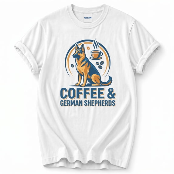 Coffee and German Shepherds T-Shirt – Funny Dog Lover Theme – Dog Mom Gift