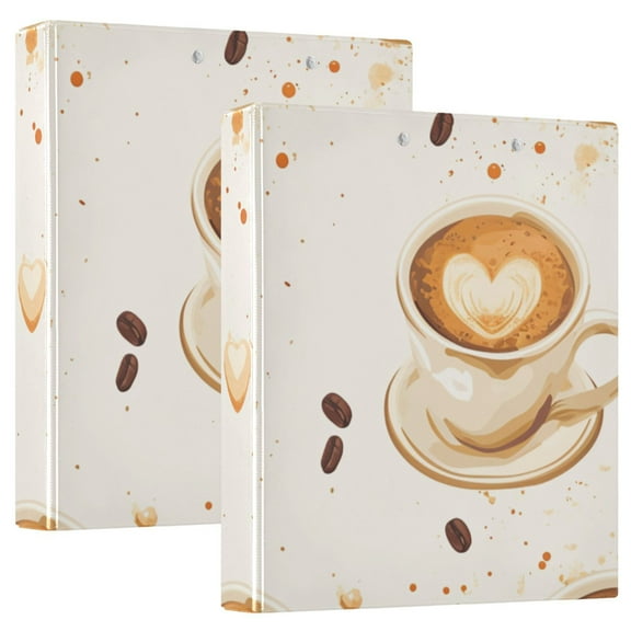 Coffee and Heart Latte 3 Ring Hardcover Binders 1.5" Round Rings for Letter-Size Folder Paper Organizer Pockets for Office Student Recipe 1 Pack
