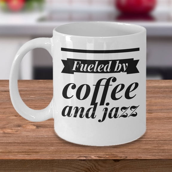 Jazz 11 oz Coffee Mug - Coffee and Jazz for Musicians White Ceramic Gift