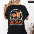 thumbnail image 1 of Coffee and Jesus Shirt, Retro Christian Shirt, Coffee Lover Gift, Bible Verse Shirt, Faith Based Shirt, Gift for Christian, 1 of 5