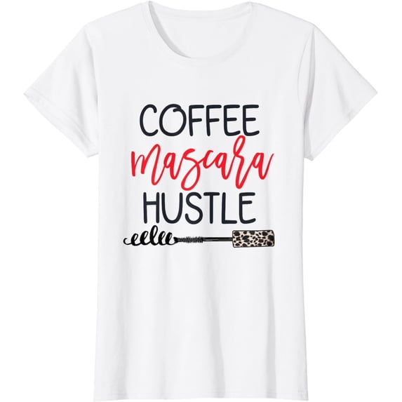 Coffee and Mascara Hustle Leopard Cute Makeup Esthetician T-Shirt