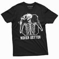 thumbnail image 1 of Coffee and Skeleton Halloween funny T-shirt Mens Womens Unsiex tee Coffee tea drinking Costume (XX-Large Black), 1 of 7