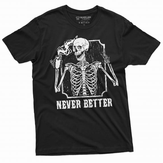 Coffee and Skeleton Halloween funny T-shirt Mens Womens Unsiex tee Coffee tea drinking Costume (XX-Large Black)