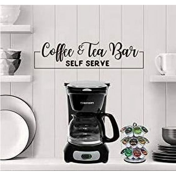 Coffee and Tea Bar Vinyl Decal, Coffee Sign, Self Serve Vinyl Decal, Kitchen Wall Decal, Hostess, Breakfast Bar Decor 22 Inch in Width